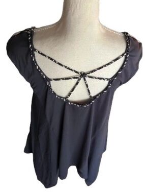LG Handkerchief Hem Boho Y2K Gray Striped ONE SEPTEMBER Tee Top Vintage Y2K 90s